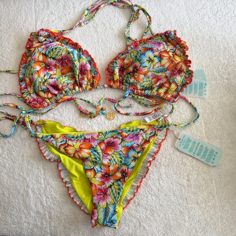 Luli Fama Wild Flower Multicolor Bikini Set